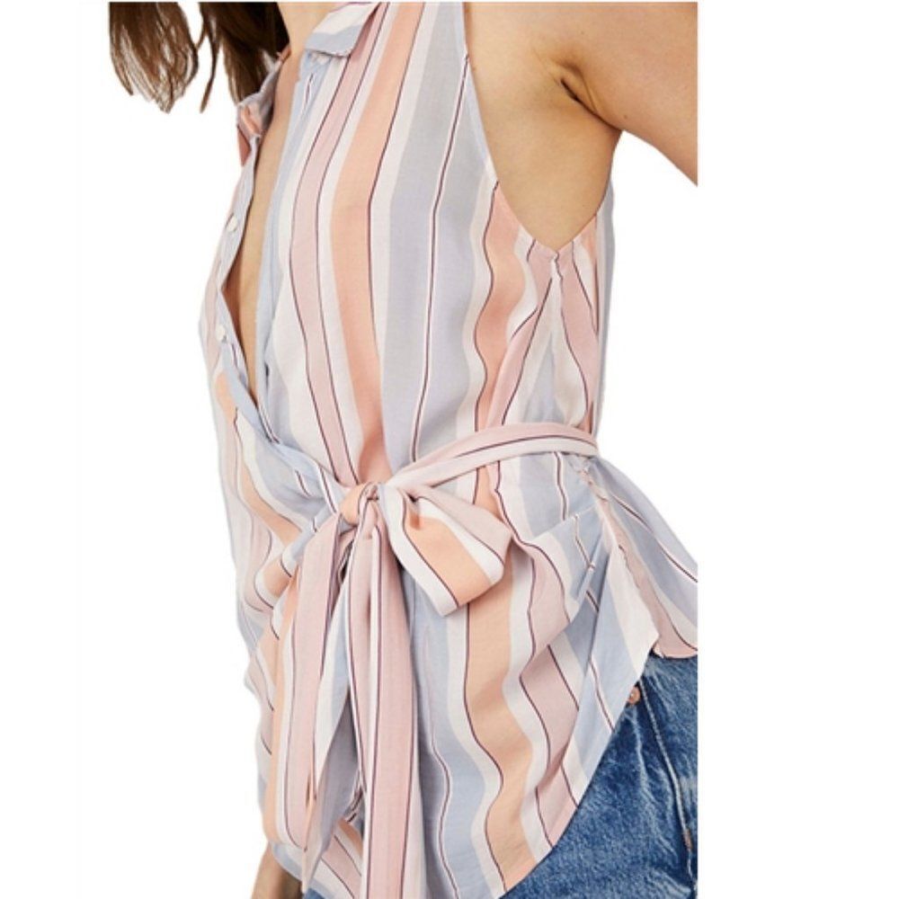 Free People Mackenzie Wrap Top in Ivory Combo - Picture 4 of 11